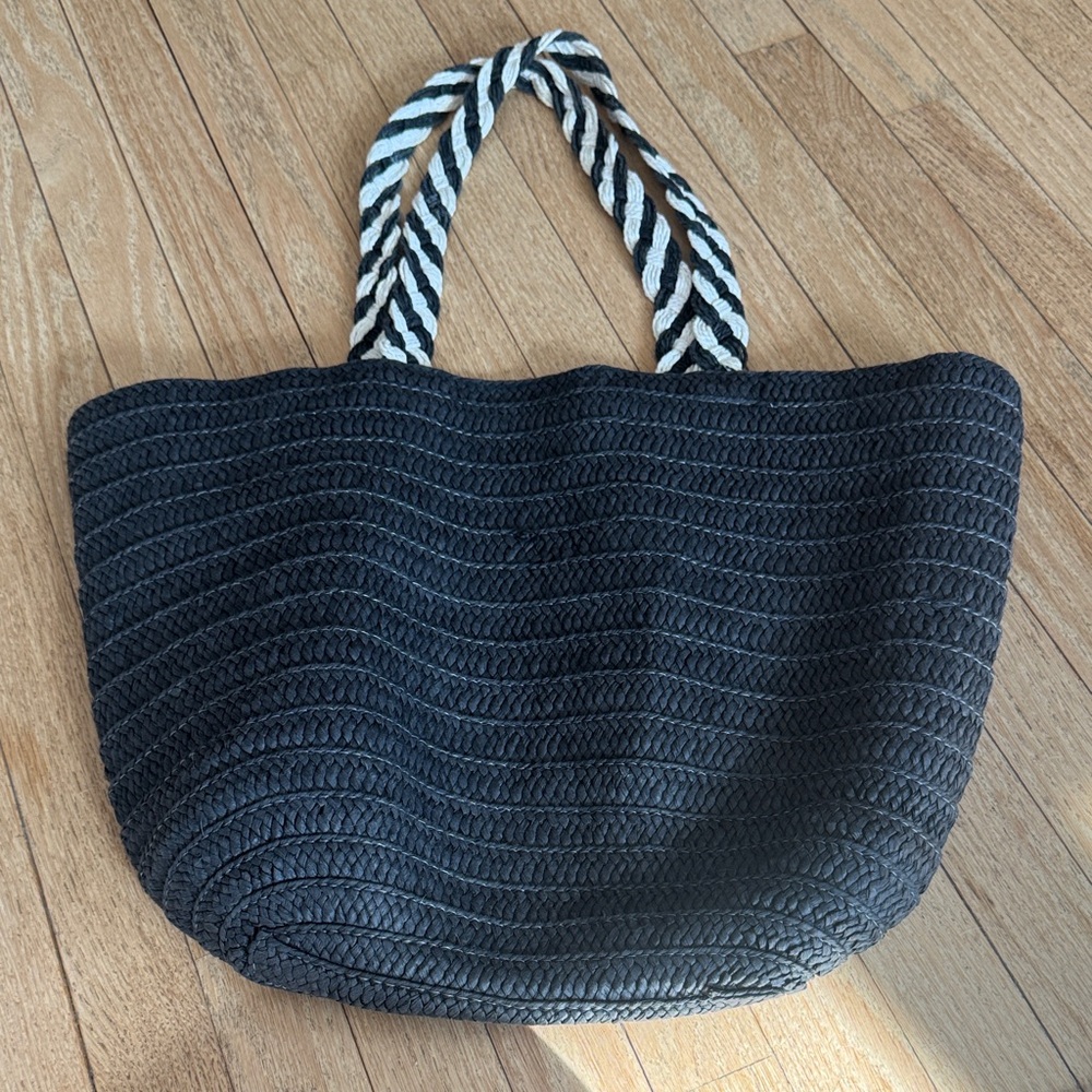Rachel Zoe Black Tote with Striped Handles